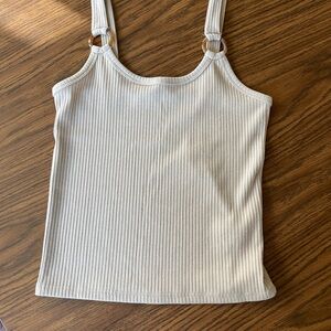 Cream Fitted Ribbed Tank Top
